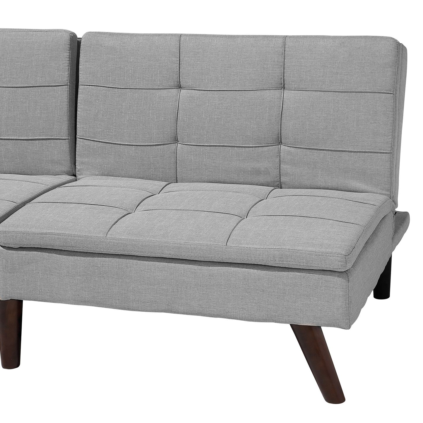 Sofa Bed Grey 3-Seater Quilted Upholstery Click Clack Split Back Metal Legs Beliani
