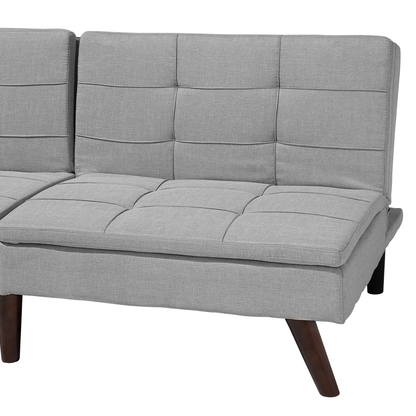 Sofa Bed Grey 3-Seater Quilted Upholstery Click Clack Split Back Metal Legs Beliani