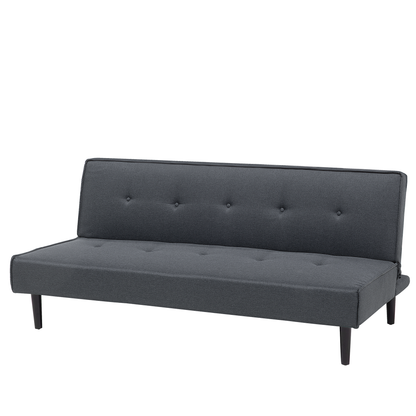 Sofa Bed Dark Grey 3 Seater Buttoned Seat Click Clack Beliani