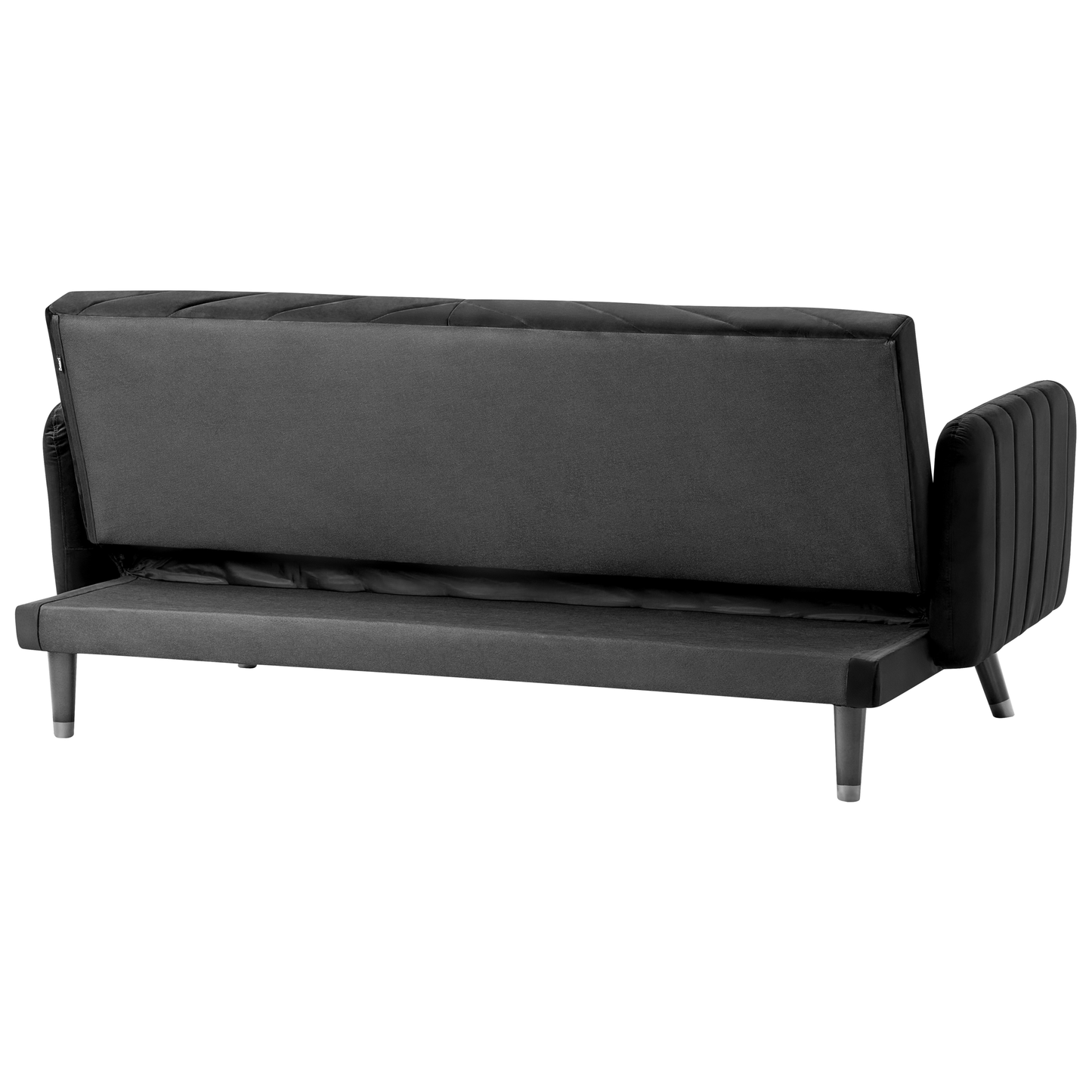 Sofa Bed Dark Black Velvet Fabric Modern Living Room 3 Seater Wooden Legs Track Arm Beliani