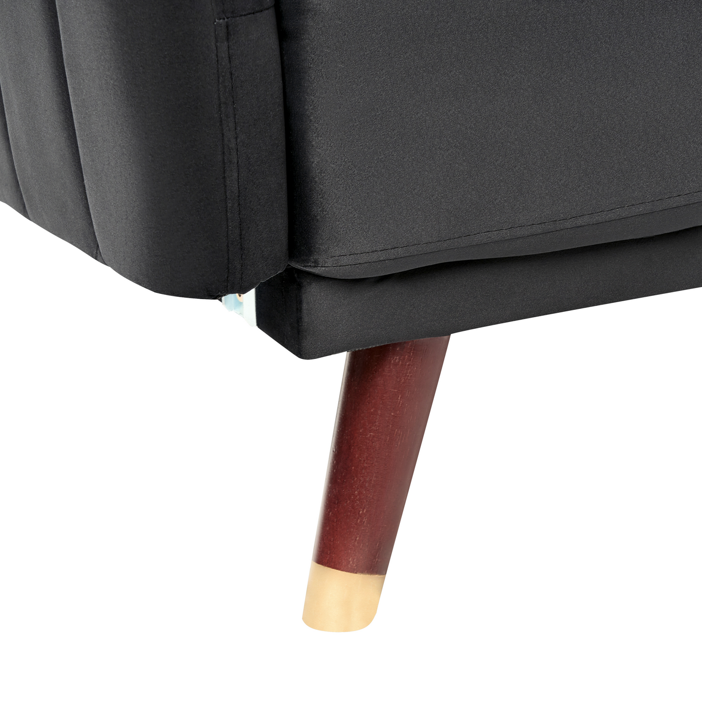 Sofa Bed Dark Black Velvet Fabric Modern Living Room 3 Seater Wooden Legs Track Arm Beliani