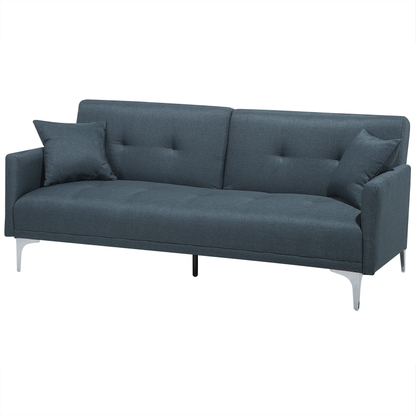 Sofa Bed Dark Blue 3 Seater Buttoned Seat Click Clack Beliani