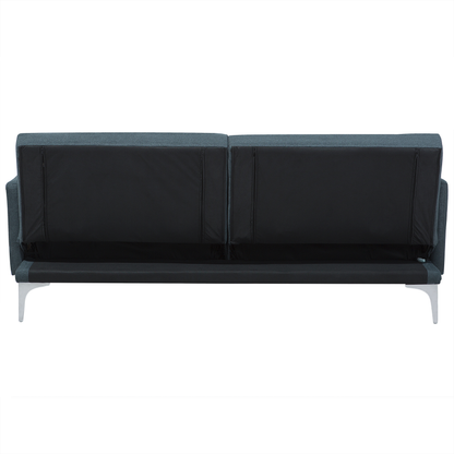 Sofa Bed Dark Blue 3 Seater Buttoned Seat Click Clack Beliani