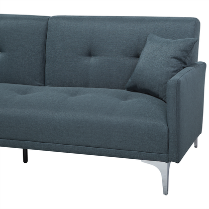 Sofa Bed Dark Blue 3 Seater Buttoned Seat Click Clack Beliani