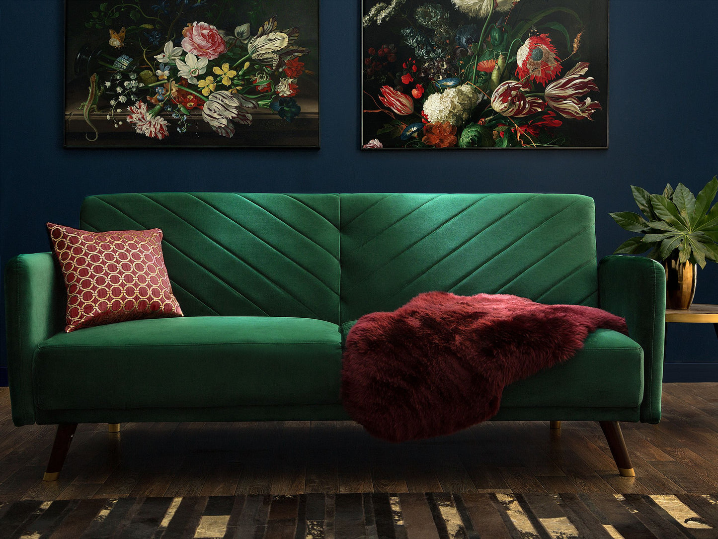Sofa Bed Emerald Green Velvet Fabric Modern Living Room 3 Seater Wooden Legs Track Arm Beliani