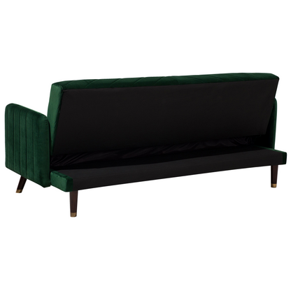 Sofa Bed Emerald Green Velvet Fabric Modern Living Room 3 Seater Wooden Legs Track Arm Beliani