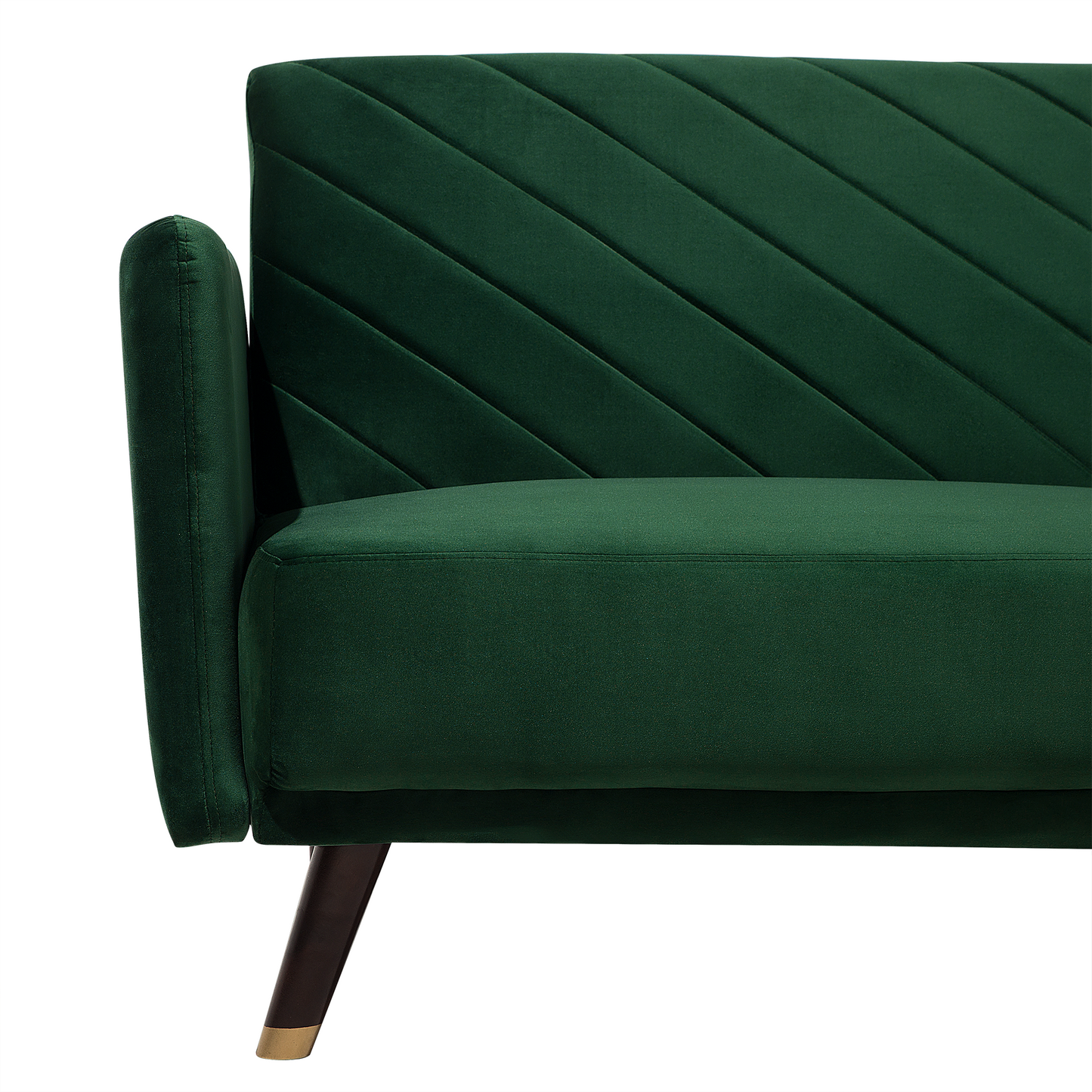 Sofa Bed Emerald Green Velvet Fabric Modern Living Room 3 Seater Wooden Legs Track Arm Beliani