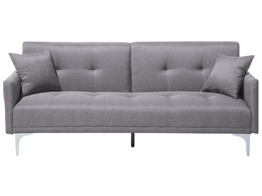 Sofa Bed Grey 3 Seater Buttoned Seat Click Clack Beliani