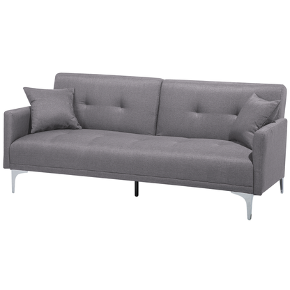 Sofa Bed Grey 3 Seater Buttoned Seat Click Clack Beliani