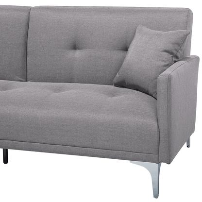 Sofa Bed Grey 3 Seater Buttoned Seat Click Clack Beliani