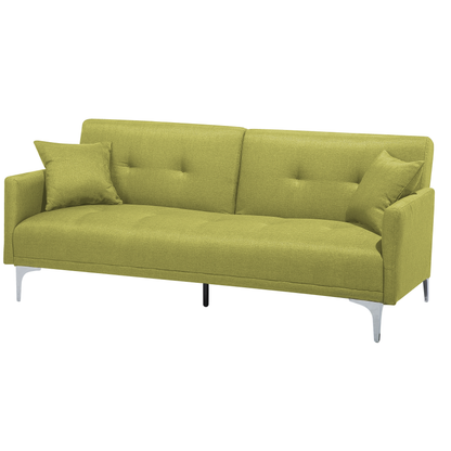 Sofa Bed Green 3 Seater Buttoned Seat Click Clack Beliani