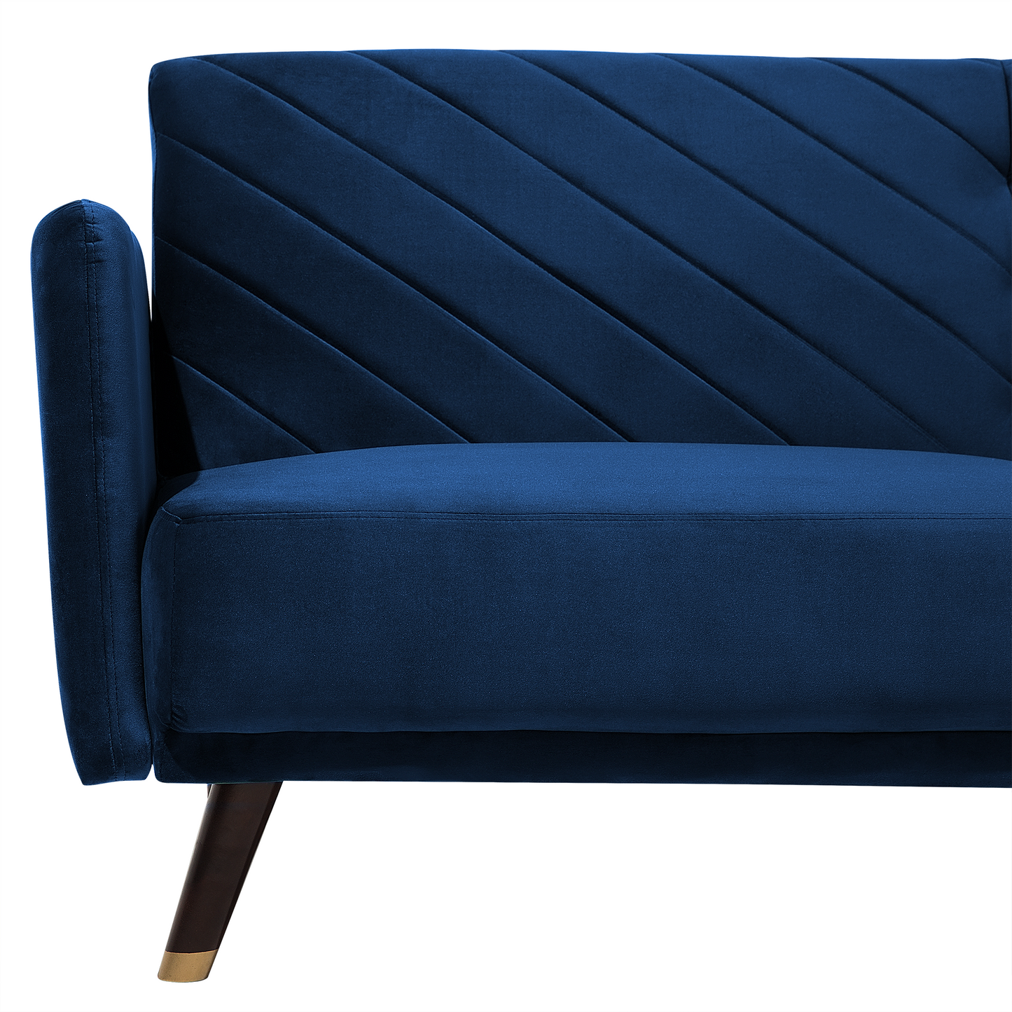 Sofa Bed Navy Blue Velvet Fabric Modern Living Room 3 Seater Wooden Legs Track Arm Beliani