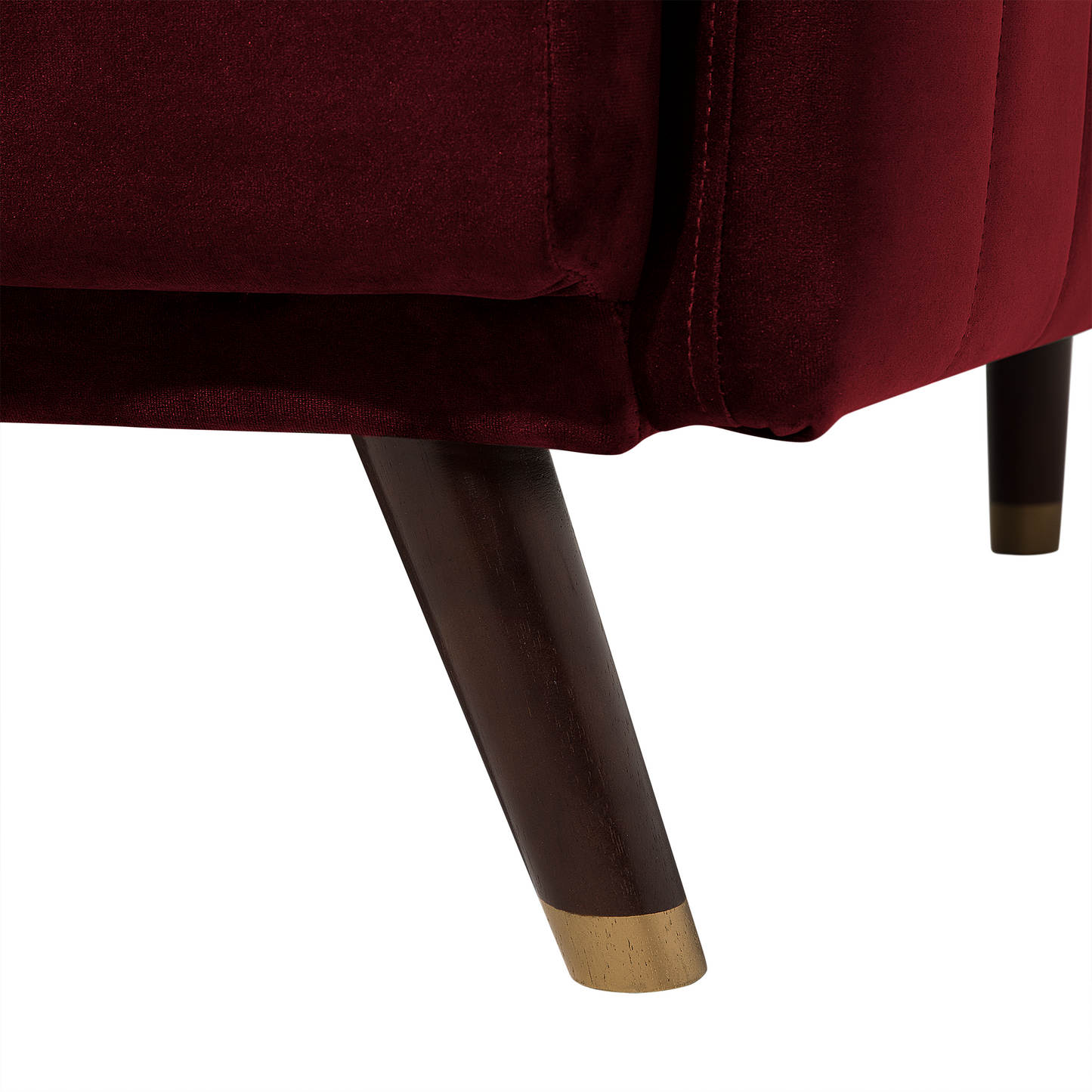 Sofa Bed Dark Red Velvet Fabric Modern Living Room 3 Seater Wooden Legs Track Arm Beliani