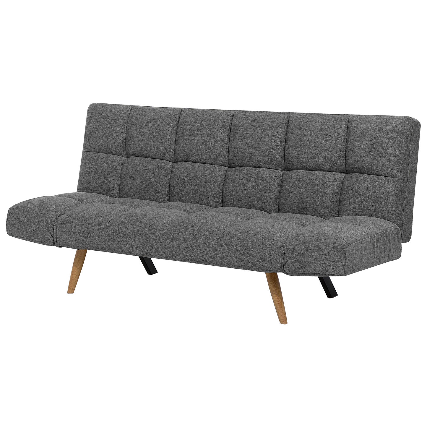 Sofa Bed Grey Fabric Upholstered 3 Seater Reclining Backrest Square Quilted Beliani