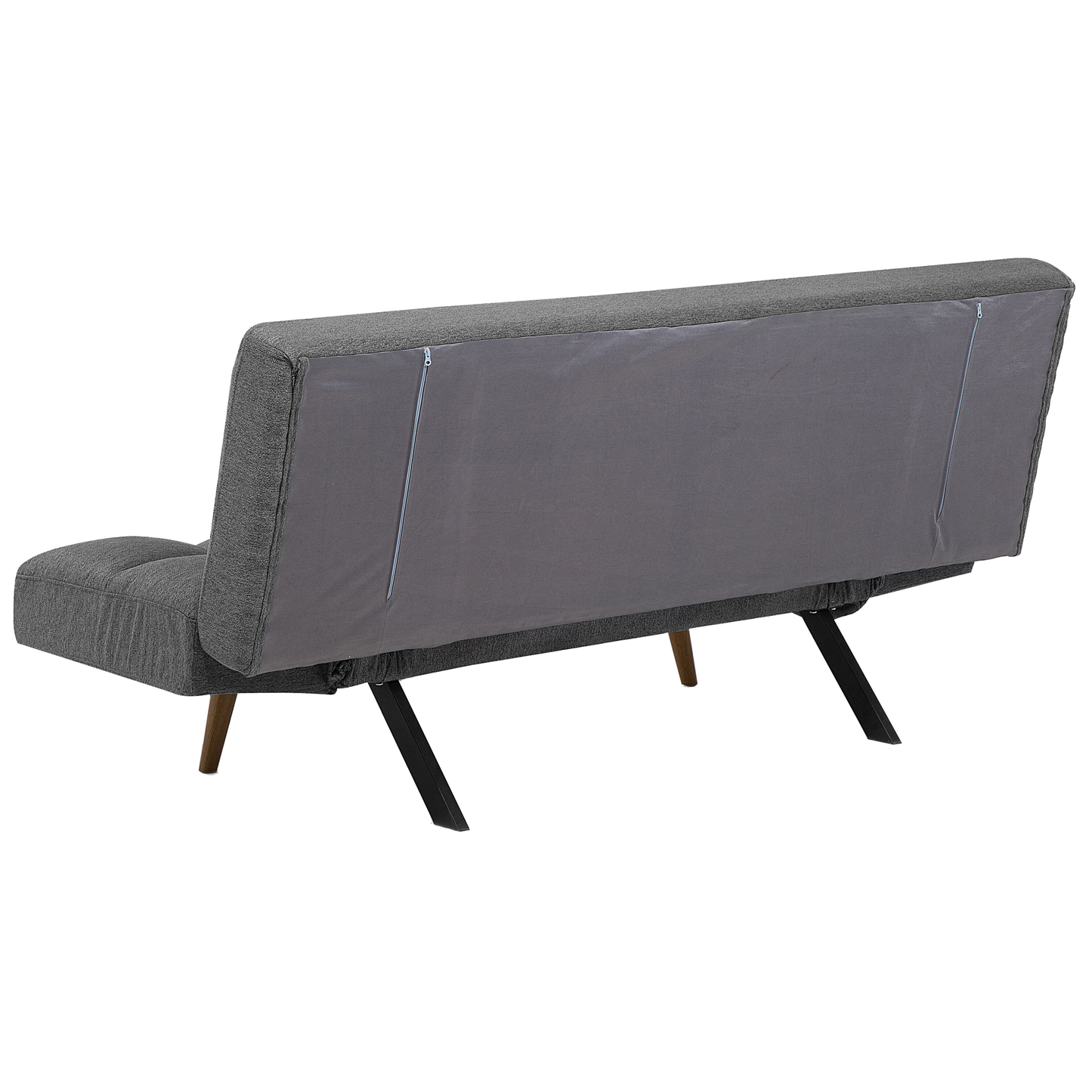Sofa Bed Grey Fabric Upholstered 3 Seater Reclining Backrest Square Quilted Beliani