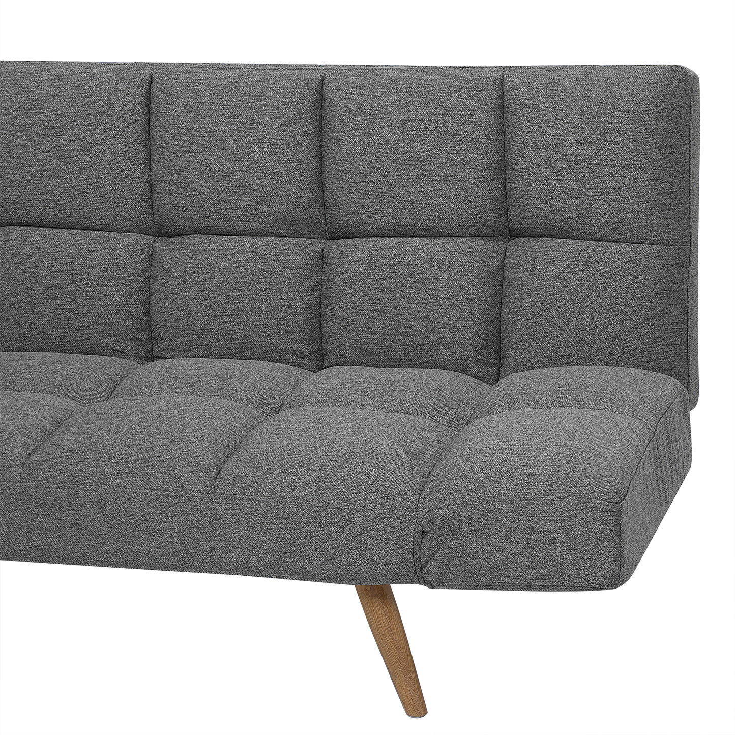 Sofa Bed Grey Fabric Upholstered 3 Seater Reclining Backrest Square Quilted Beliani
