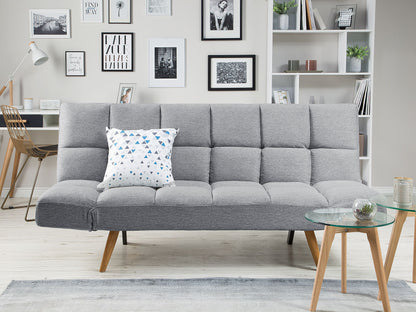 Sofa Bed Light Grey Fabric Upholstered 3 Seater Reclining Backrest Square Quilted Beliani