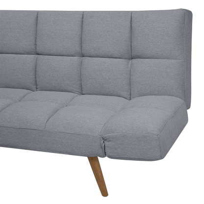Sofa Bed Light Grey Fabric Upholstered 3 Seater Reclining Backrest Square Quilted Beliani