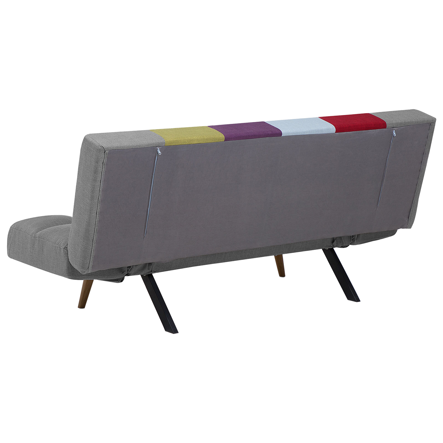 Sofa Bed Multicolour Patchwork Fabric Upholstered 3 Seater Reclining Backrest Square Quilted Beliani