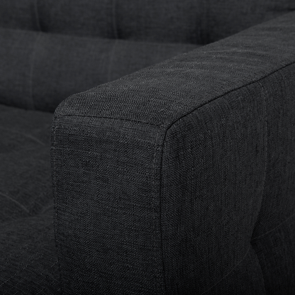Sofa Bed Graphite Grey Tufted Fabric Modern Living Room Modular 3 Seater Silver Legs Track Arm Beliani