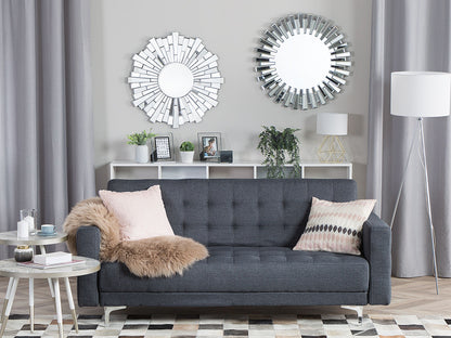 Sofa Light Grey Fabric Upholstery Light Wood Legs 3 Seater Scandinavian Style Beliani