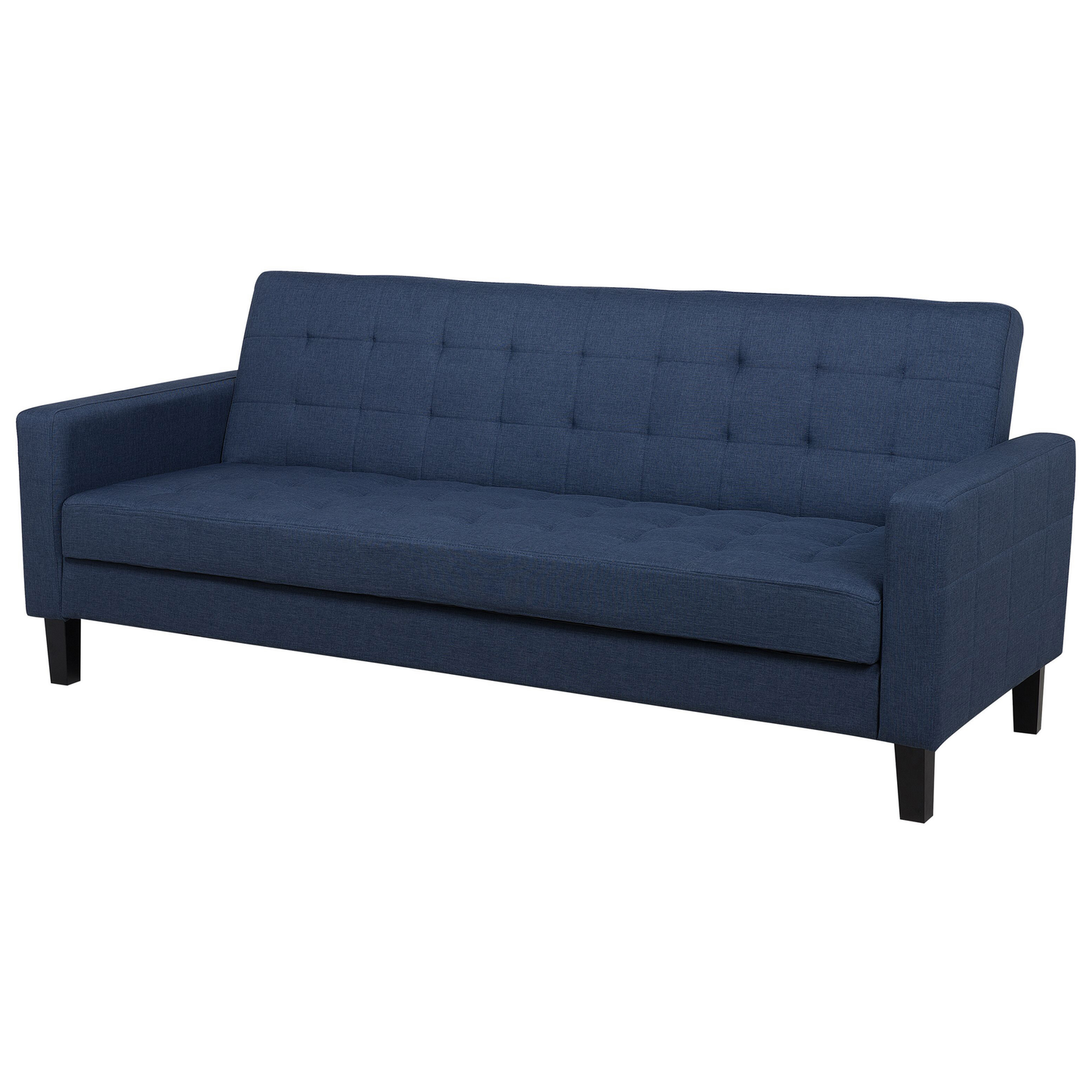 Sofa Bed Dark Blue Fabric 3 Seater Click Clack Quilted Upholstery Beliani