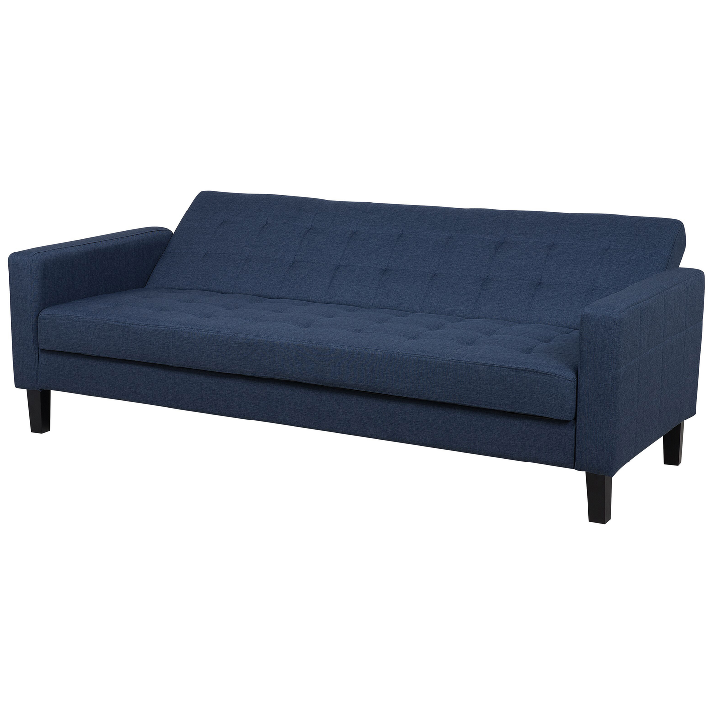 Sofa Bed Dark Blue Fabric 3 Seater Click Clack Quilted Upholstery Beliani
