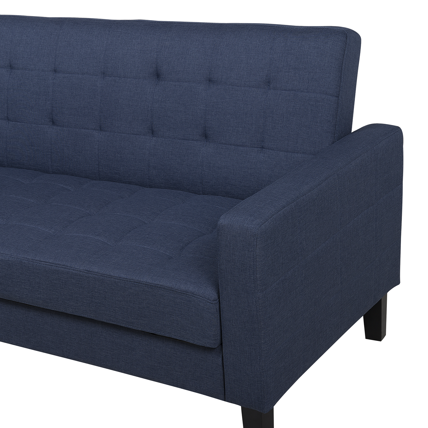 Sofa Bed Dark Blue Fabric 3 Seater Click Clack Quilted Upholstery Beliani