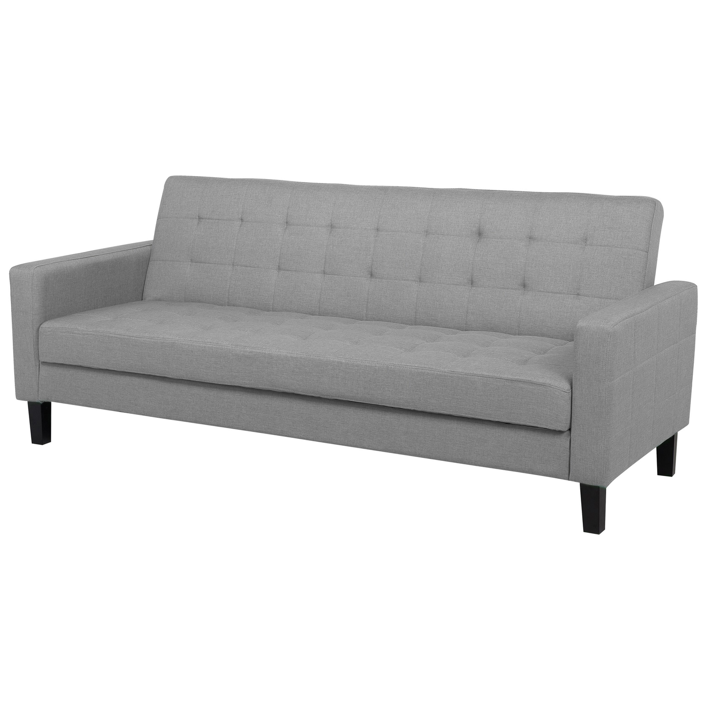 Sofa Bed Light Grey Fabric 3 Seater Click Clack Quilted Upholstery Beliani