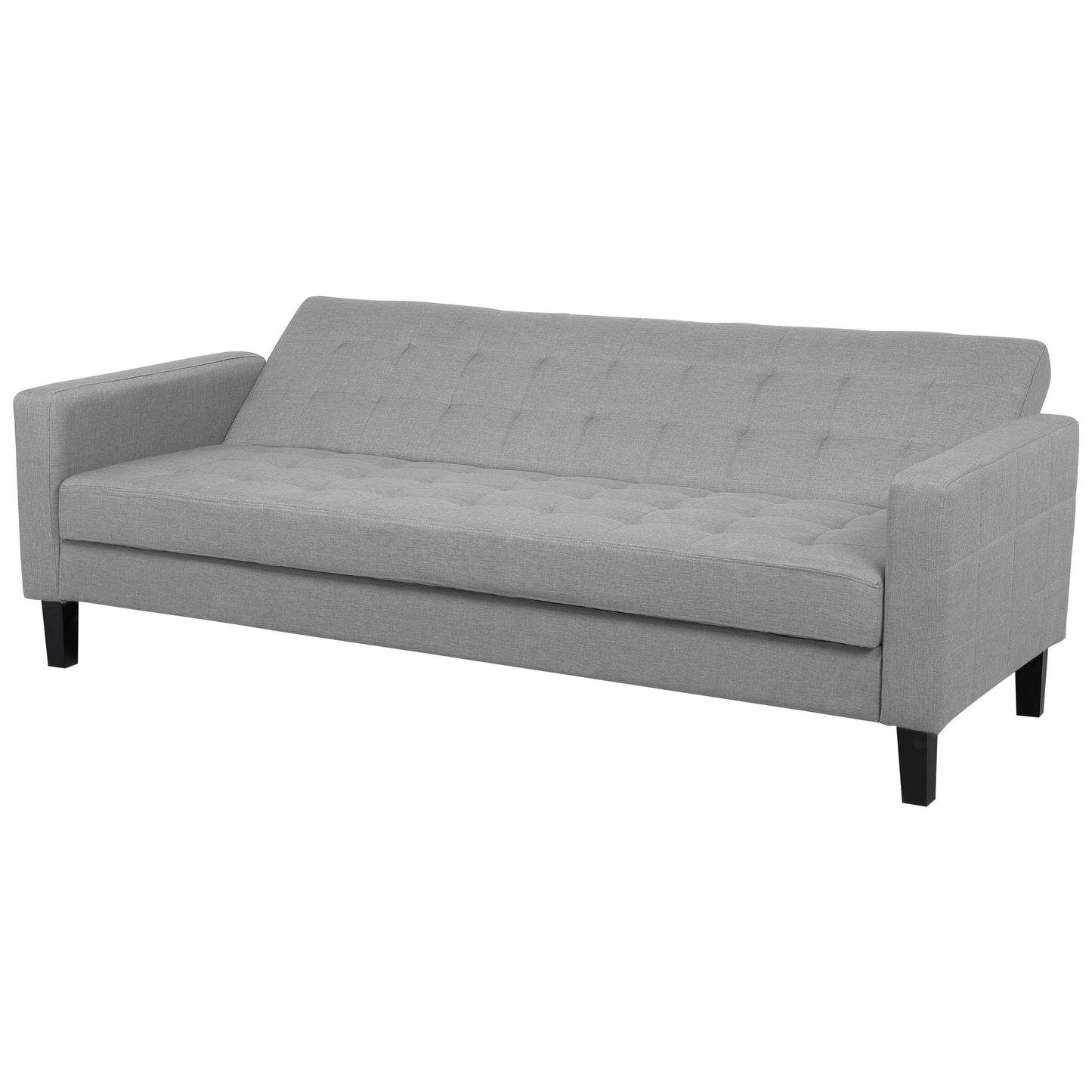 Sofa Bed Light Grey Fabric 3 Seater Click Clack Quilted Upholstery Beliani