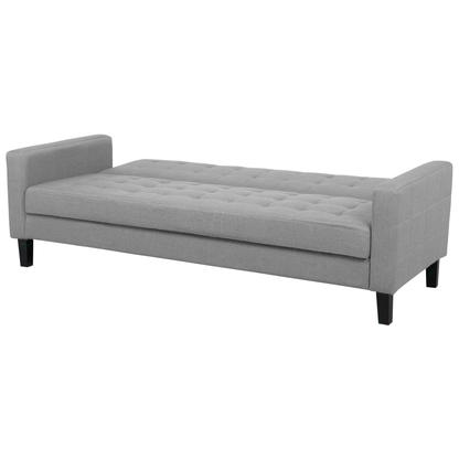 Sofa Bed Light Grey Fabric 3 Seater Click Clack Quilted Upholstery Beliani
