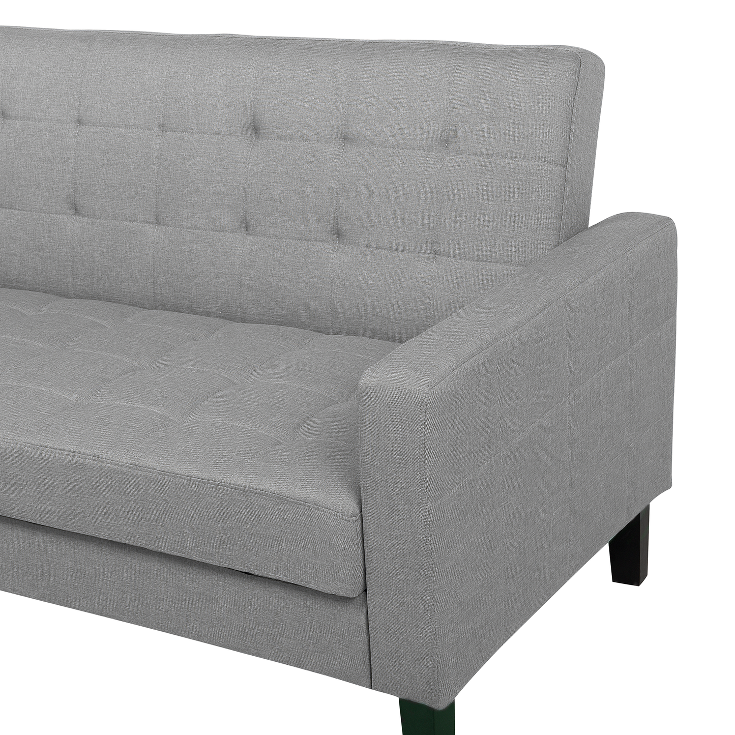 Sofa Bed Light Grey Fabric 3 Seater Click Clack Quilted Upholstery Beliani