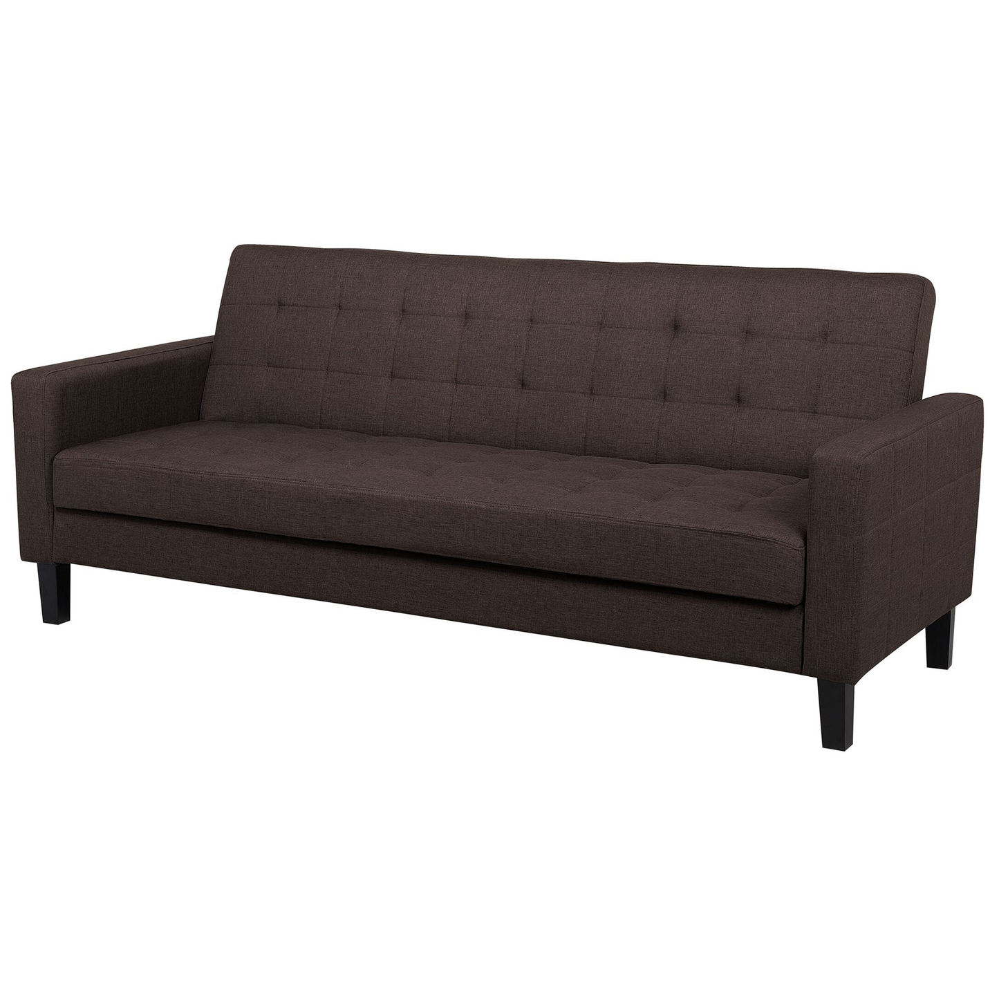 Sofa Bed Brown Fabric 3 Seater Click Clack Quilted Upholstery Beliani