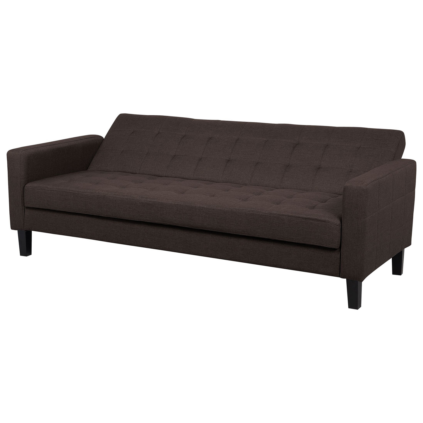 Sofa Bed Brown Fabric 3 Seater Click Clack Quilted Upholstery Beliani