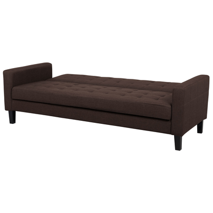 Sofa Bed Brown Fabric 3 Seater Click Clack Quilted Upholstery Beliani