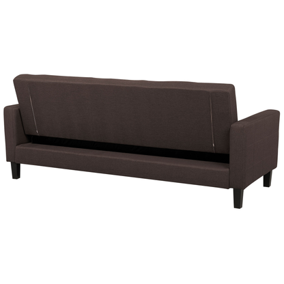 Sofa Bed Brown Fabric 3 Seater Click Clack Quilted Upholstery Beliani