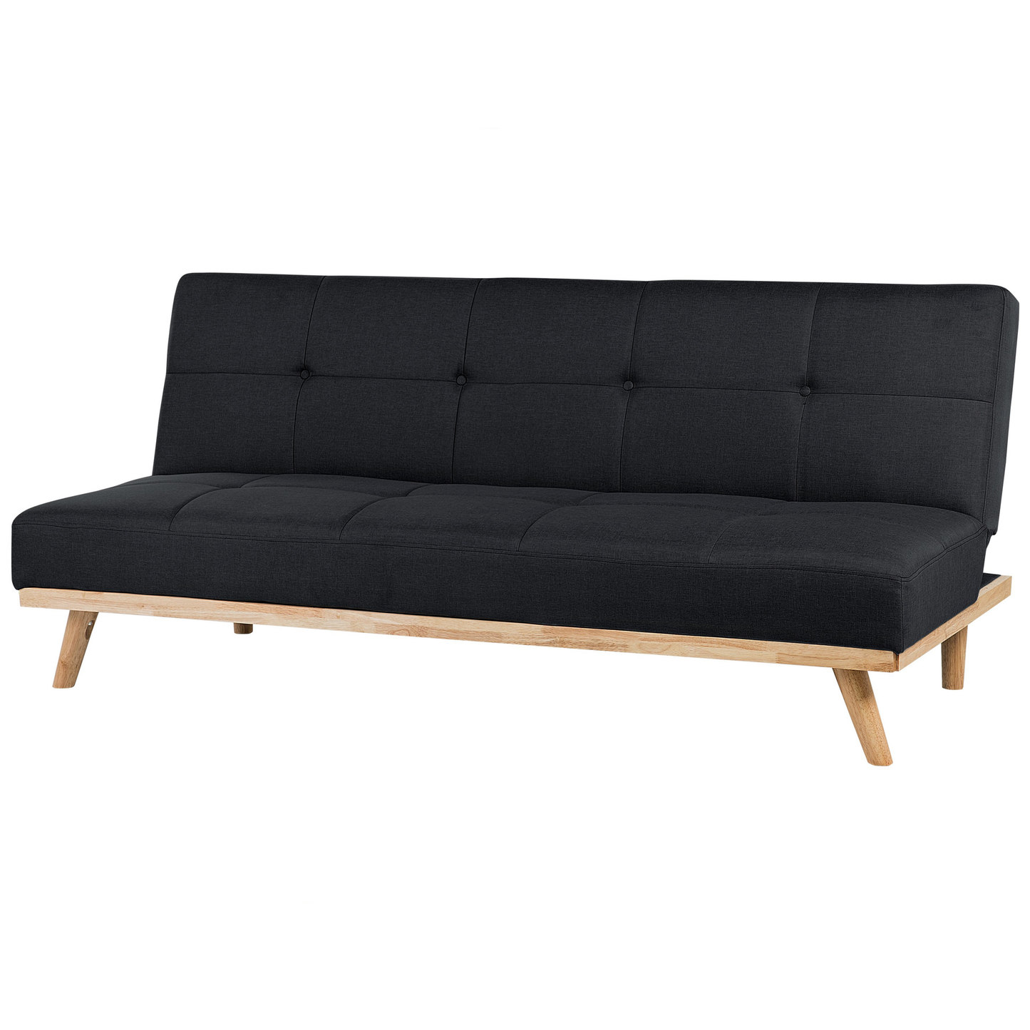 3 Seater Click Clack Sofa Bed Black Tufted Modern Living Room Beliani