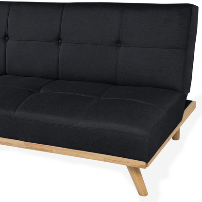 3 Seater Click Clack Sofa Bed Black Tufted Modern Living Room Beliani
