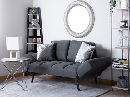 Sofa Bed Dark Grey Loveseat Adjustable Armrests Minimalist Beliani