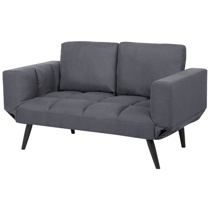 Sofa Bed Dark Grey Loveseat Adjustable Armrests Minimalist Beliani