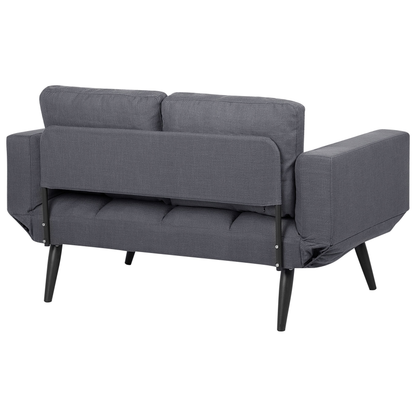Sofa Bed Dark Grey Loveseat Adjustable Armrests Minimalist Beliani