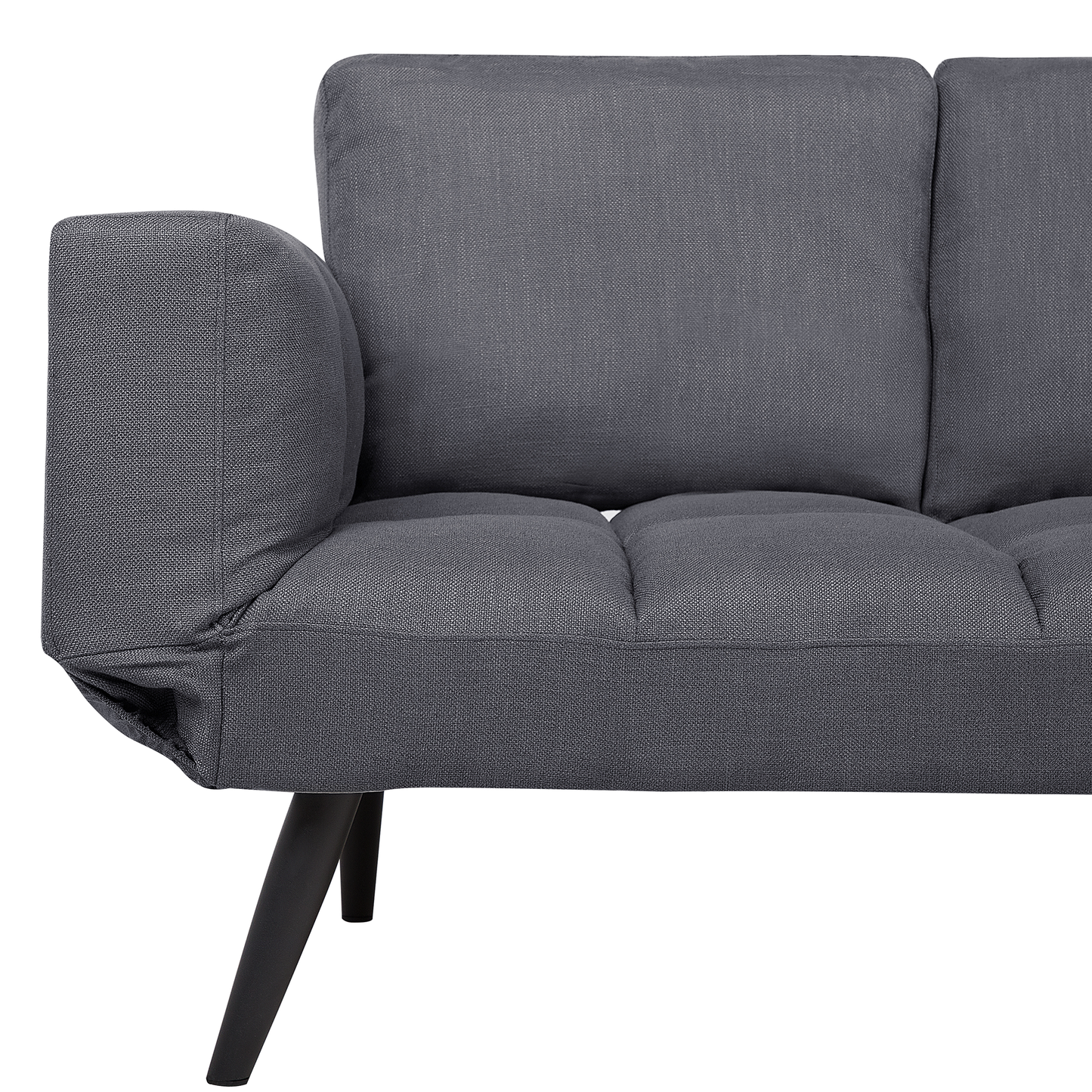 Sofa Bed Dark Grey Loveseat Adjustable Armrests Minimalist Beliani
