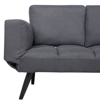 Sofa Bed Dark Grey Loveseat Adjustable Armrests Minimalist Beliani