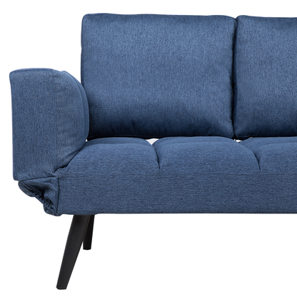 Sofa Bed Navy Blue Loveseat Adjustable Armrests Minimalist Beliani