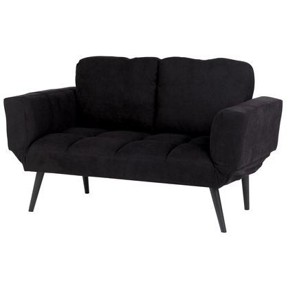 Sofa Bed Black Loveseat Adjustable Armrests Minimalist Beliani