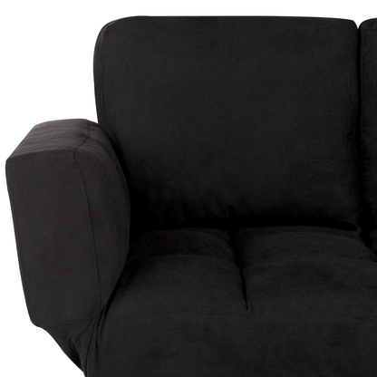 Sofa Bed Black Loveseat Adjustable Armrests Minimalist Beliani