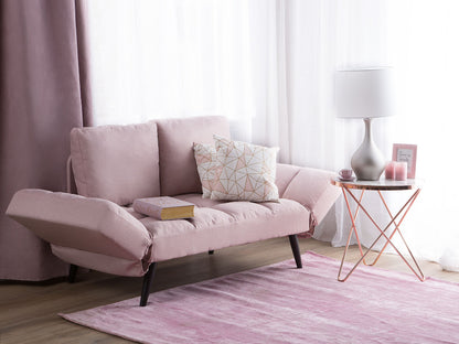 Sofa Bed Pink Loveseat Adjustable Armrests Minimalist Beliani