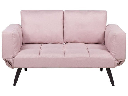 Sofa Bed Pink Loveseat Adjustable Armrests Minimalist Beliani