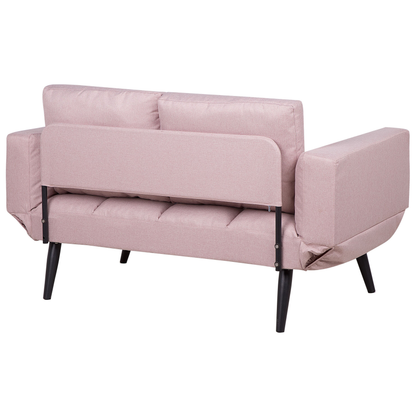 Sofa Bed Pink Loveseat Adjustable Armrests Minimalist Beliani