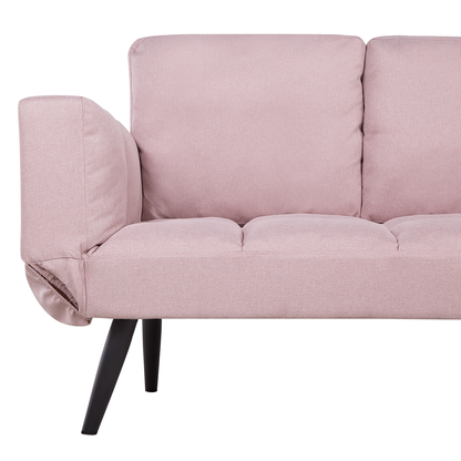 Sofa Bed Pink Loveseat Adjustable Armrests Minimalist Beliani